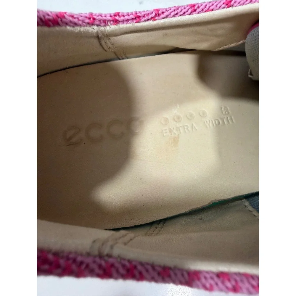 ECCO Pink Knit Lace Up Sneakers Extra Width Womens Size 39 Spikeless Outsole